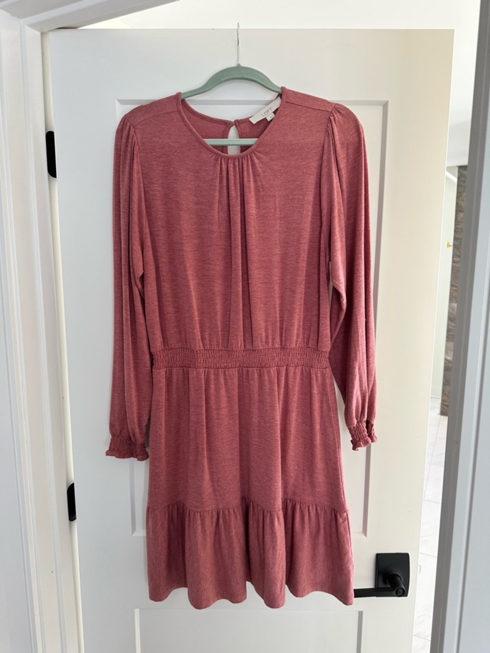 LOFT Rose Long Sleeve Tiered Dress